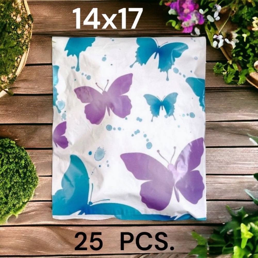 25 14X17 Poly Mailers Butterfly Flat Shipping Envelopes PRICE IS FIRM - Picture 2 of 8